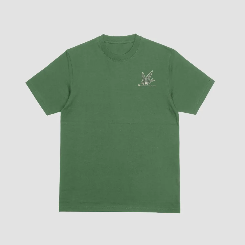 3bird tee green front.webp